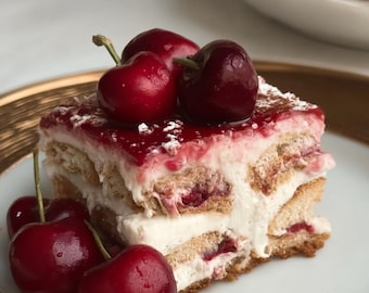 Cherry Tiramisu Recipe PDF | Elegant No Bake Treat | Homemade Mascarpone Delight | Instant Download