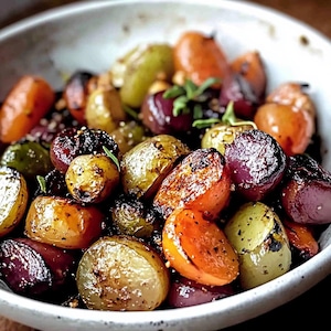 Honey Balsamic Roasted Vegetables Recipe (Printable Instant Download)