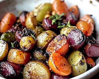 Honey Balsamic Roasted Vegetables Recipe (Printable Instant Download)