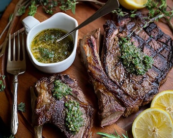 Grilled Flank Steak Recipe: Lemon-Herb Sauce (Printable Instant Download)