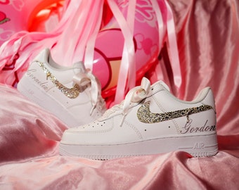 Benutzerdefinierter Brautschuh, Hochzeits-Braut-Sneaker personalisiert, individuelle Sneakers, Strass-Air Force 1, Braut-Sneaker, Hochzeitsschuhe, Glitzer-Sneaker