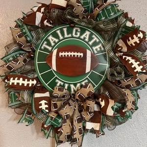 Tailgate Time Football Wreath - Handmade Sports Door Decor, Football Fan Wreath, Fall Game Day Decor