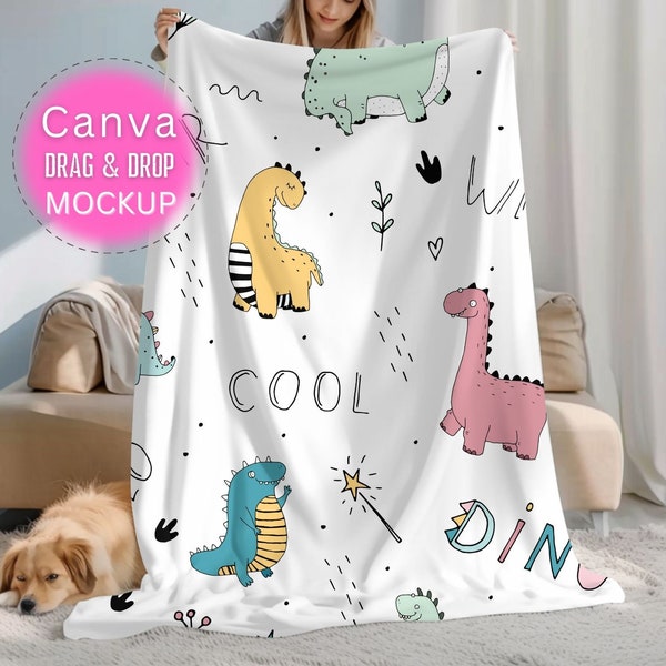 Blanket Canva templates mockup, Drag and drop, Fleece blanket digital download, transparent mockup, Velveteen Plush Blanket Mockup, PNG