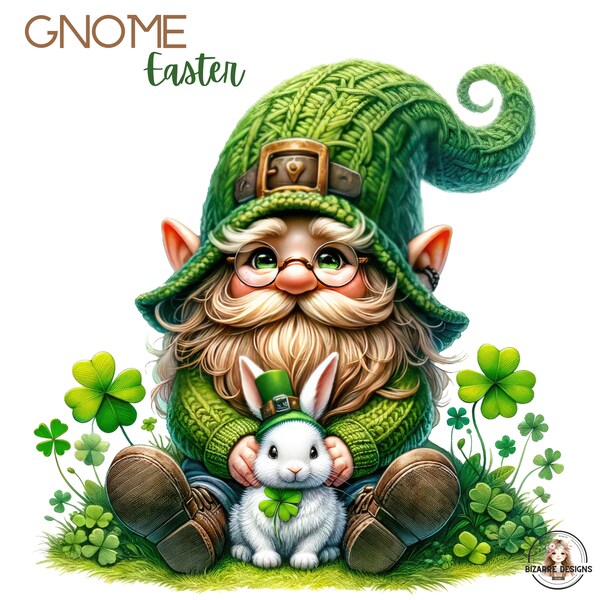 Watercolor Easter Gnome Collection Clipart, 20 PNG Easter Clipart, Easter Gnome Clipart Bundle, Spring Gnome, St. Patrick's Day Gnome