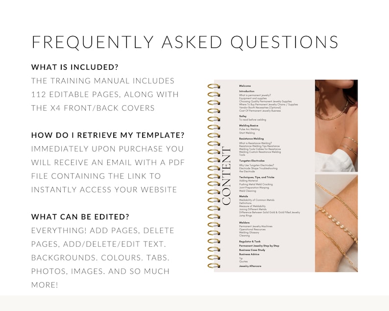 Permanent Jewelry Training Manual for Trainers, Training Course, Mentor Resource, Comprehensive Guide, 112 Pages, Edit in Canva