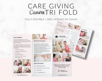 Plantilla de folleto tríptico de atención domiciliaria: Anuncios de cuidado (Editar en Canva)