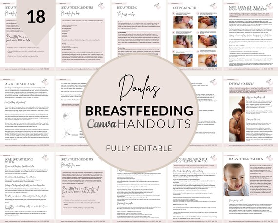 Breastfeeding Handouts: Doula Templates, Birthworker Business (Edit in Canva)
