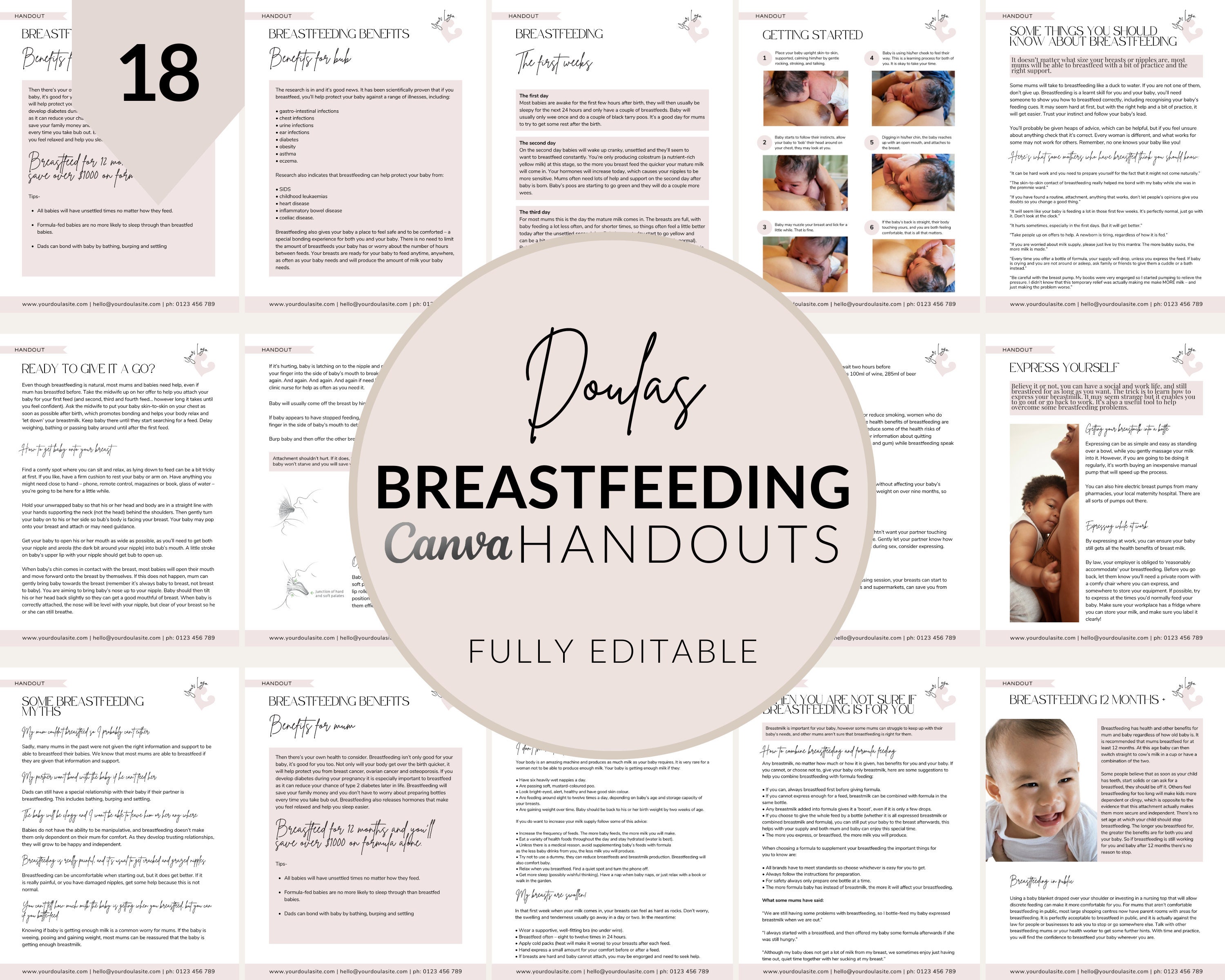 Breastfeeding Handouts, Doula Templates, Doula Handouts, Birthworker ...