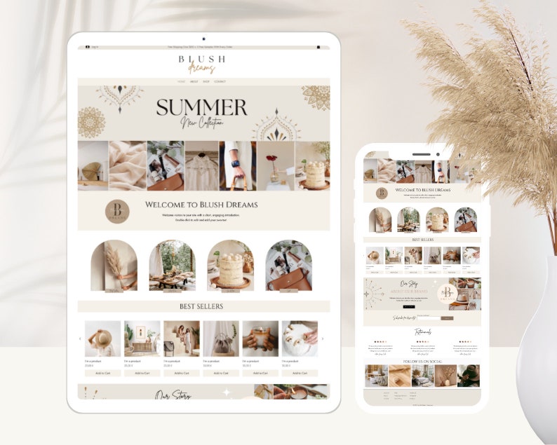 Wix E-commerce Website Template, Wix Website Design, Online Store, Online shop, Wix Template Wix Theme Wix Layout Wix Shop Boho, Any Product