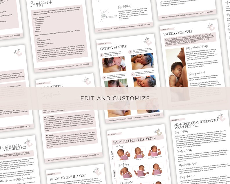 Breastfeeding Handouts, Doula Templates, Doula Handouts, Birthworker Business, Edit in Canva