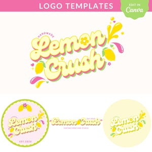 Retro Lemon Logo Design Template, DIY Editable Logo, Vintage Small Business Logo, Colorful Logo Design, Lemon Crush, Any Business Logo