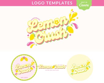 Retro Lemon Logo Design Template: DIY Editable Business Branding (Canva)