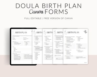 Editable Birth Plan Template: Doula Checklist, Canva Printable (Digital Download)