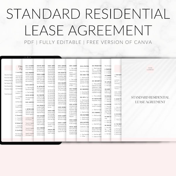 Rental Tenant Agreement Etsy