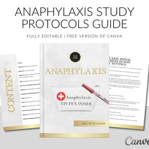 Anaphylaxis Protocols, Anaphylaxis Self Study Guide, Anaphylaxis Clinic Handbook, Anaphylaxis Guidelines, PDF eBook, Edit in Canva