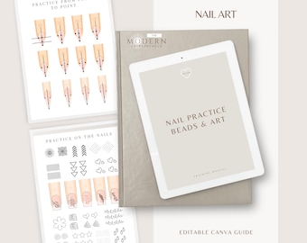 Plantillas para practicar uñas / Guía para el control de las cuentas acrílicas y el arte de las uñas / Libro electrónico editable en Canva