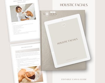 Manual de capacitación en tratamientos faciales holísticos / Curso de belleza editable en Canva