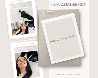 Manual de capacitación en hidradermoabrasión / Curso avanzado de facial para instructores, estudiantes y academias de belleza / Editar en Canva
