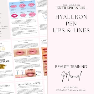 Hyaluron Pen Lip Filler Training Manual: Editable Canva Template