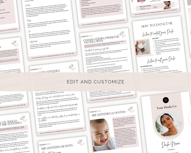 Breastfeeding Handouts, Doula Templates, Doula Handouts, Birthworker Business, Edit in Canva