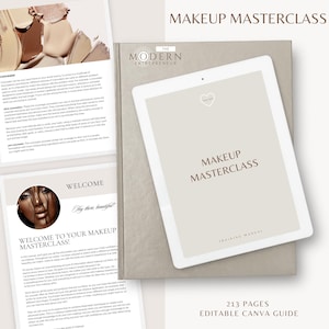 Manuale di formazione MUA: Masterclass di trucco, guida modificabile per studenti (Canva Edit)