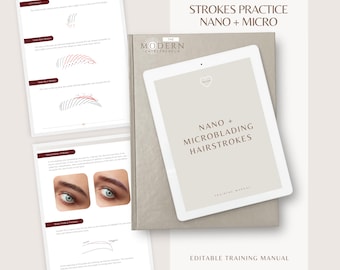 Cuaderno de práctica profesional de microblading, nanoblading y trazos capilares (editable en Canva)