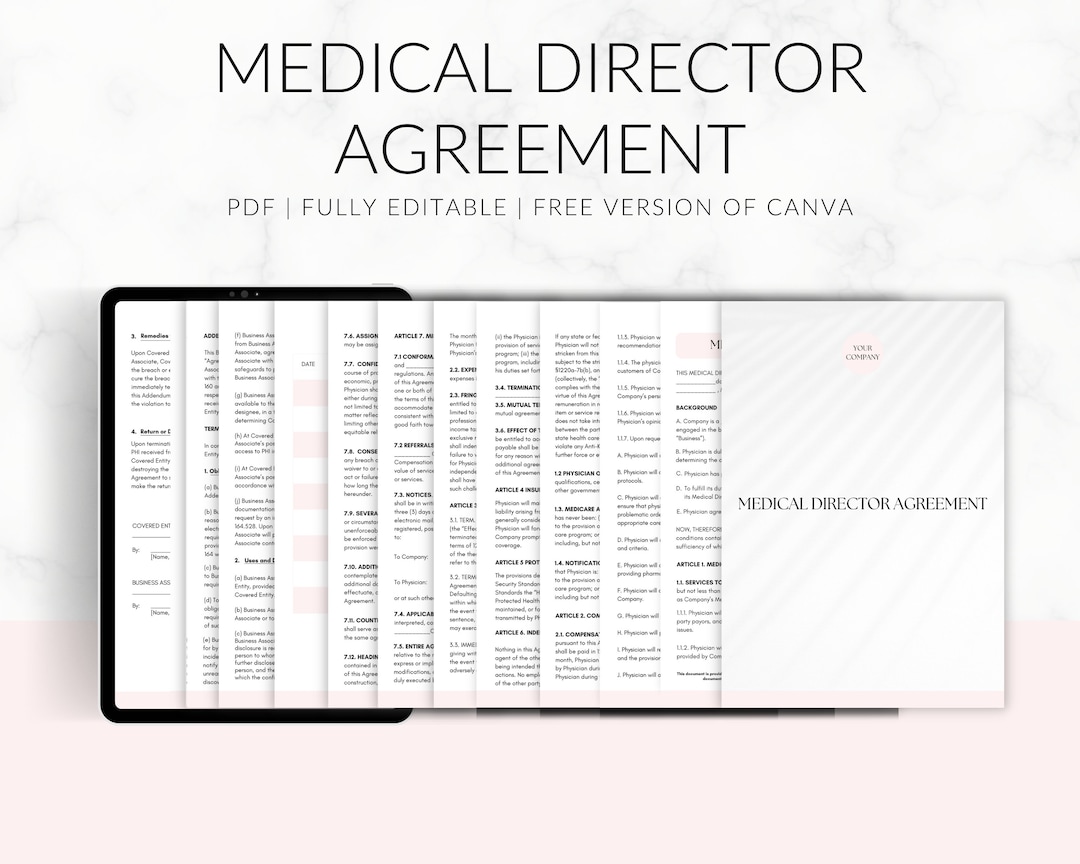 Medical Director Agreement Template, Medical Director Contract, Medical