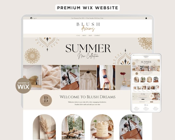 Boho Wix E-commerce Website Boutique Template: Online Store Design