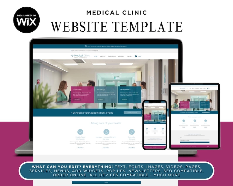 Medical Clinic Wix Website Template: Editable Healthcare Site - Etsy