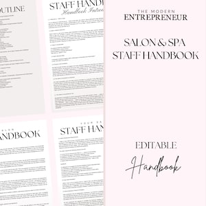 Staff Handbook, Salon Handbook, SOP, Employee Guide, Spa Staff, Employment Guide, Policies, Procedures, Rules, Regulations, Edit in Canva