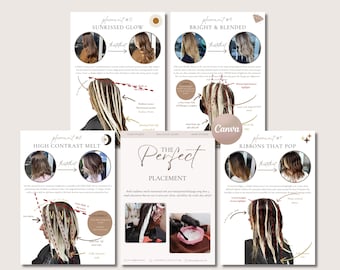 Handouts für blonde Balayage-Studenten: Bearbeitbare Canva-Vorlage (PDF)