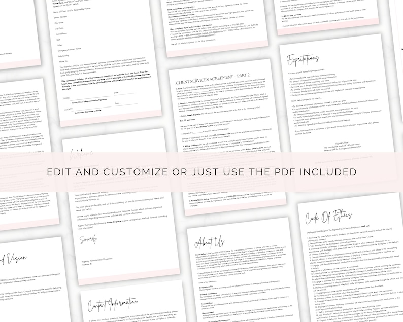 Home Care Client Handbook: Editable Canva Template (US Letter) - Etsy