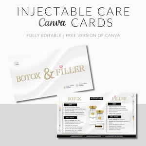 Nazorgkaart Esthetics Clinic, visitekaartje, botox, neurotoxines, botulinum, vullers, aanpasbaar, voeg je logo toe, bewerken in canva
