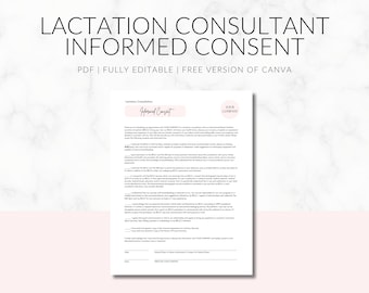 Formulário de Consentimento Informado para Consultora de Lactação Certificada (IBCLC), Modelo para Consultora de Lactação, Contrato de Prestação de Serviços, Edite no Canva