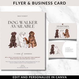 Dog Walker Flyer & Business Card Template: Editable Canva Design