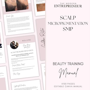 SMP Training Manual, Scalp Micropigmentation, SMP Manual, Student Class Guide, Tutor, Educator, Edit in Canva