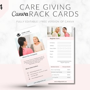 Reclamekaarten voor thuiszorg, thuiszorg, advertenties voor mantelzorg, marketing voor thuiszorgbureaus, bewerken in canva