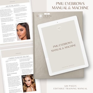 PMU-trainingshandleiding wenkbrauwen: microblading, microshading, kleurcorrectie, nanowenkbrauwen, ombrepoeder (canva-bewerkbaar)