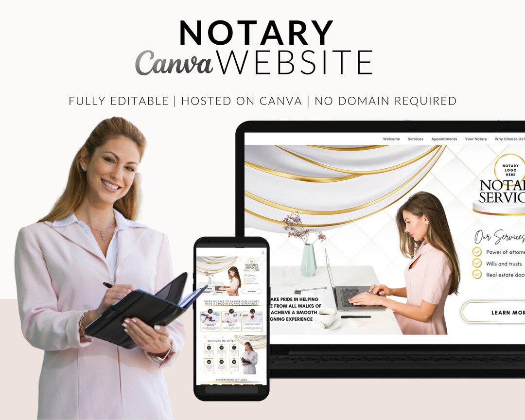Elegant Public Notary site, Notary Site, Notary Template, Notary