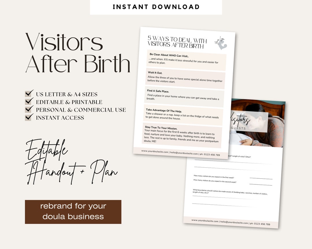Postpartum Handout Templates Visitors After Birth, Postpartum Plan