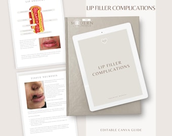 Manual de capacitación sobre complicaciones del relleno de labios / Plantilla editable de Canva para educadores