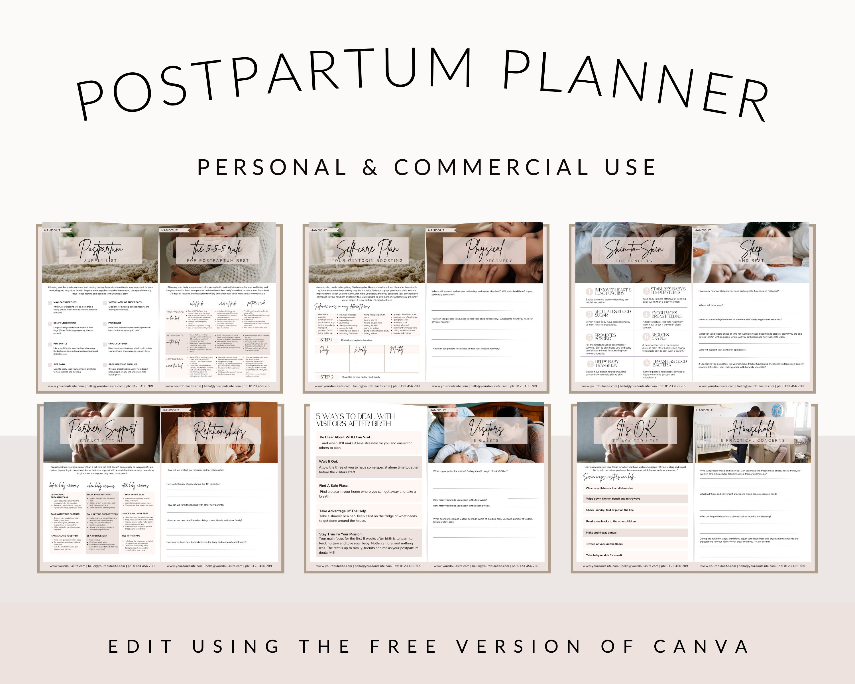 Postpartum Planning Workbook: Doula Client Handouts, Canva Template ...