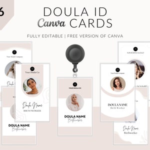 Etiquetas de identificación de doula, tarjetas de identificación de doula, etiqueta con nombre para asistente de parto, negocio de doula, recursos de doula, plantillas de doula, edición en Canva