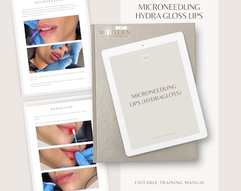Manual de capacitación sobre microagujas para labios: Curso editable de Hydra Gloss Glow Lip (plantilla de Canva)