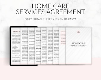 Home Care Services Agreement, Home Care Client Contract, Edit in Canva