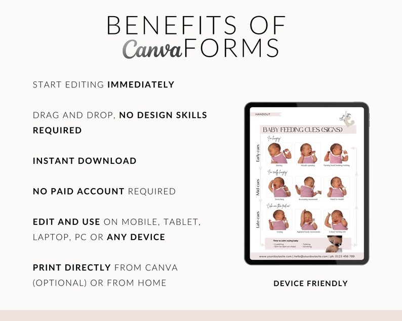 Breastfeeding Handouts, Doula Templates, Doula Handouts, Birthworker Business, Edit in Canva