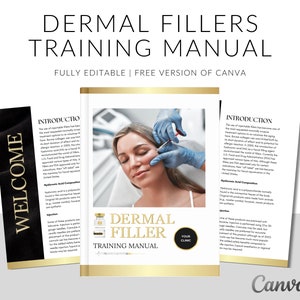 Utbildningsmanual för fillers: Redigerbar estetikkurs (Canva)