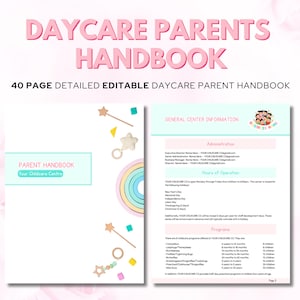 Daycare Parent Handbook, Parent Handbook for Daycare, Childcare Policy Handbook, Daycare Handbook Policies, Editable Canva Template