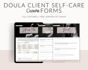 Postpartum Handout Templates - Self-Care After Birth Plan, Mental, Emotional, Physical, Doula Handouts, Birthworker Business, Edit in Canva