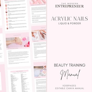 Acrylic Nail Extensions Training Manual, Acrylic Nails, Nail Technician Study Guide, Students, Tutors, Beauty Schools, Edit in Canva